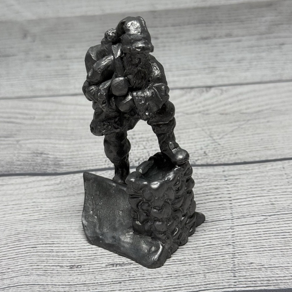 Ben Cordsen Handcrafted Pewter Santa On Chimney Figurine Made in USA 1992